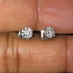 Real 1/2 Ct Diamond Studs in 14K Solid White Gold